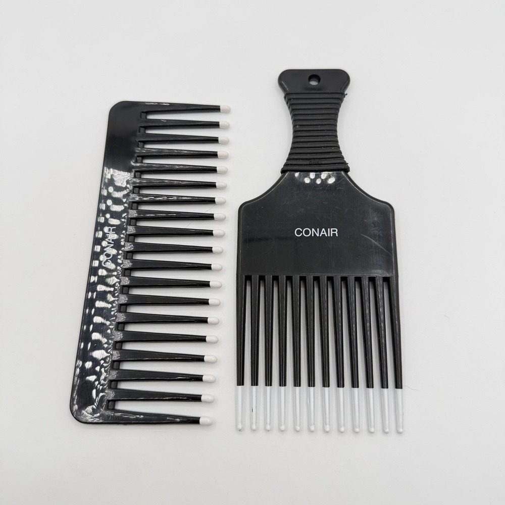 Vintage Conair Black Hair Pick Comb 80s Retro Tipped Detangler Haircare Tool EUC